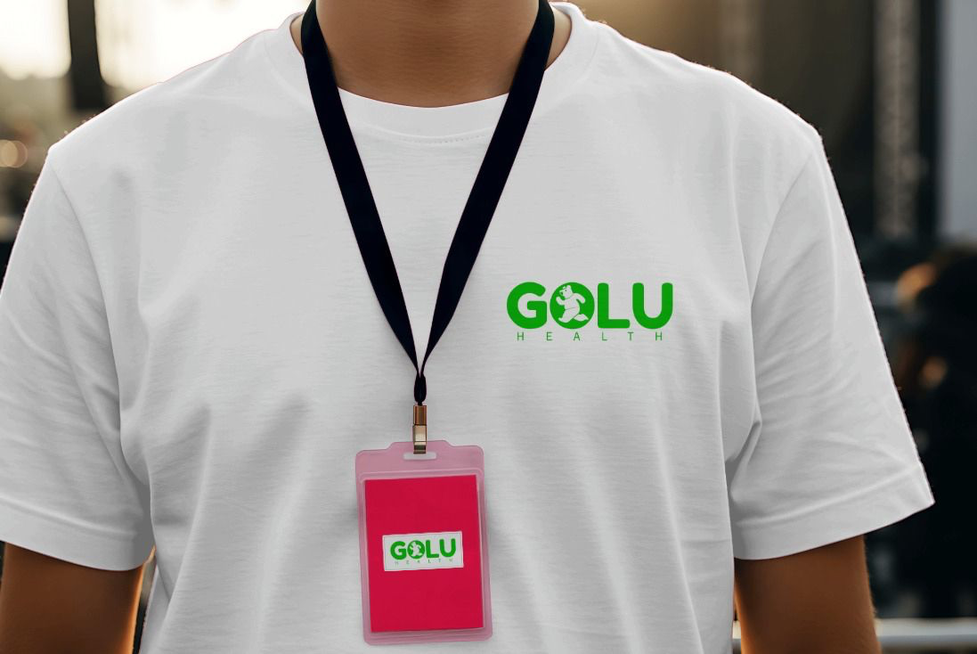 Golu Health branded t-shirt and ID card